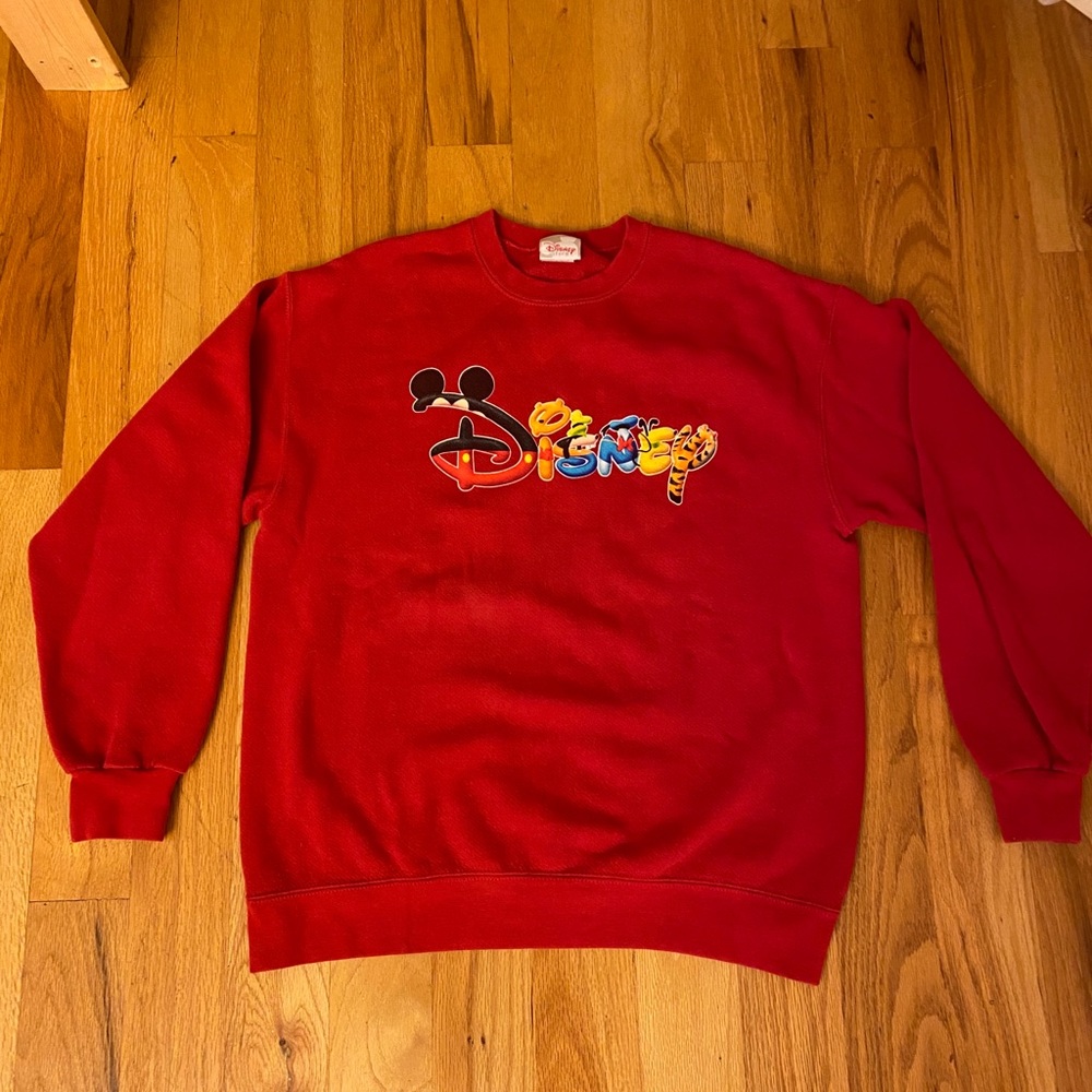 Red Disney store crew neck sweatshirt